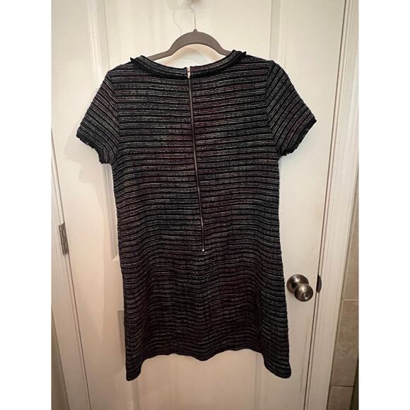 Loft Women's Tweed Button Trim Mini Sheath Dress 10 Navy Blue Classic Elegance - Picture 2 of 8